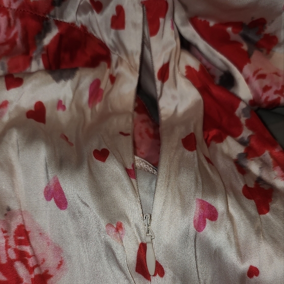 Maje DressRedFloral PrintRuffle & Keyhole AccentsShort Sleeve with Crew - Picture 7 of 9